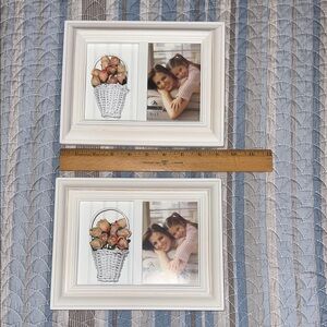 Vintage White Picture Frame with Floral Design